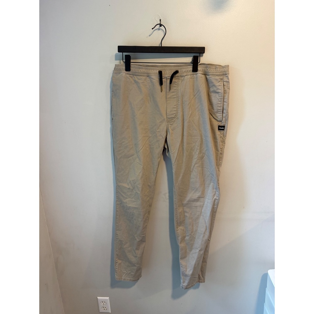 Barney Cools Mens Tan Khaki Elastic Waist Drawstring Chino Pants Size 38